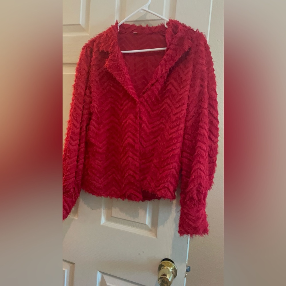 Red Textured Jacket-Coverup small